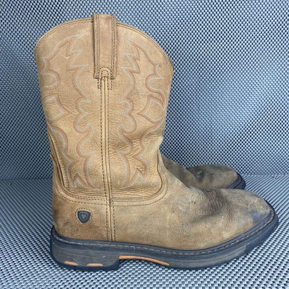 Ariat Workhog Boots Mens Size 9.5 EE Brown Square Toe Western Cowboy Work Boots